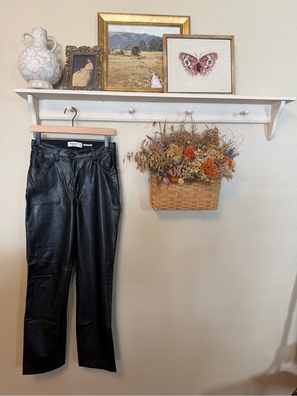 Abercrombie & Fitch Black Straight-Leg Faux Leather Jeans